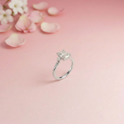 2.13Ct Moissanite Radiant Cut Three-Stone Ring