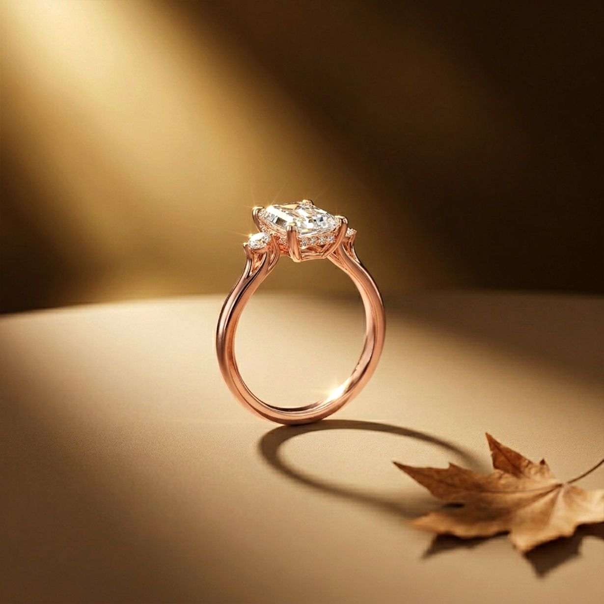 2.13Ct Moissanite Radiant Cut Three-Stone Ring