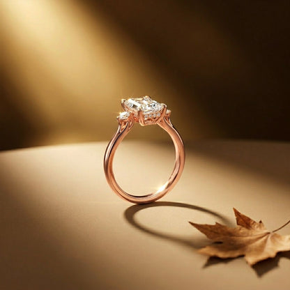 2.13Ct Moissanite Radiant Cut Three-Stone Ring