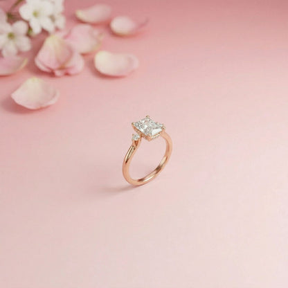 2.13Ct Moissanite Radiant Cut Three-Stone Ring