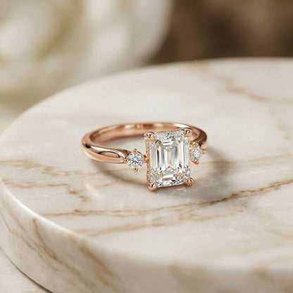 2.13Ct Moissanite Radiant Cut Three-Stone Ring