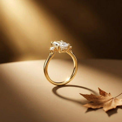 2.13Ct Moissanite Radiant Cut Three-Stone Ring