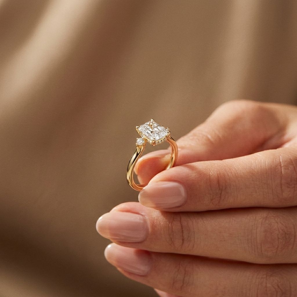 2.13Ct Moissanite Radiant Cut Three-Stone Ring