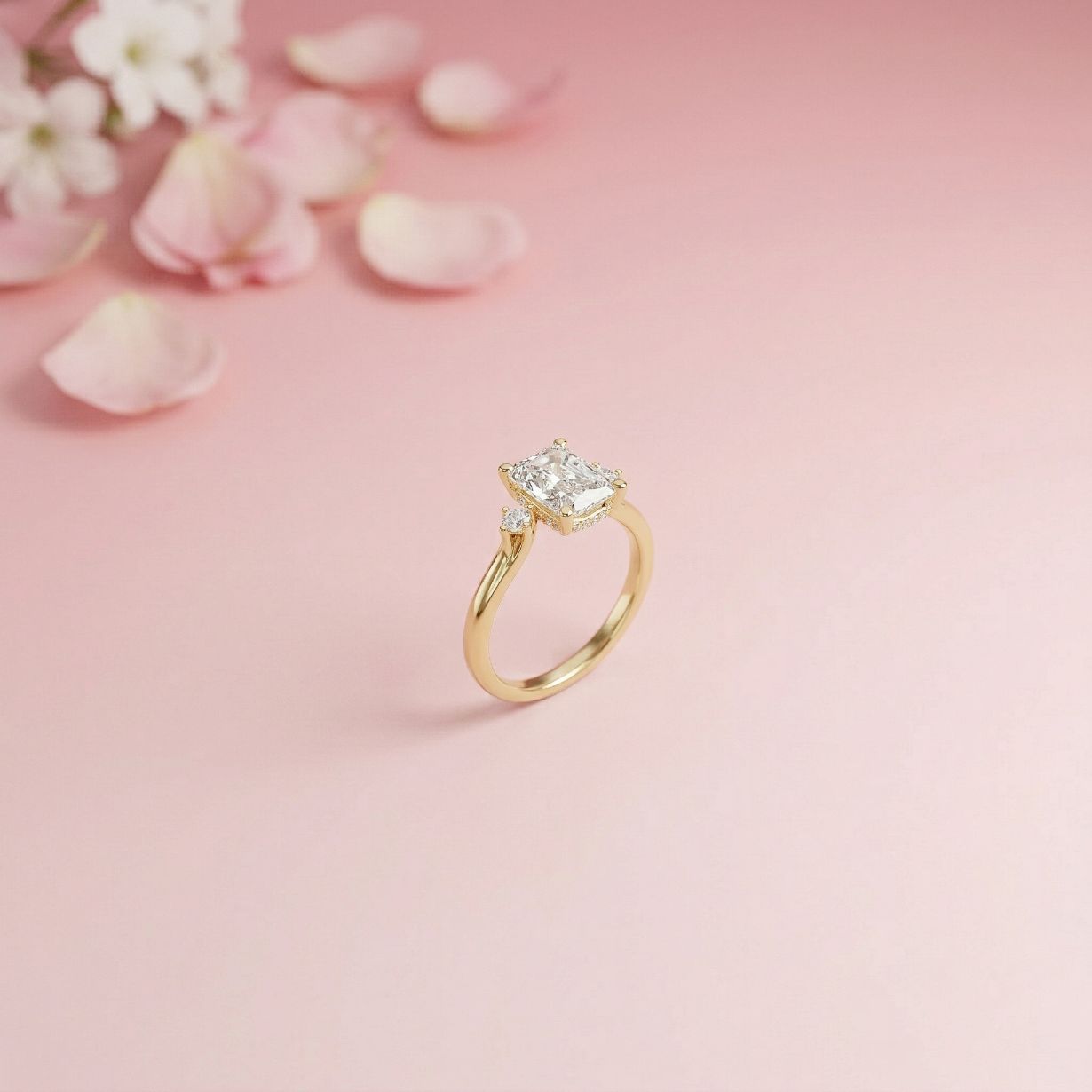2.13Ct Moissanite Radiant Cut Three-Stone Ring