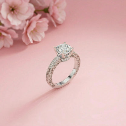 1.97Ct Moissanite Cushion Cut Vintage Ring
