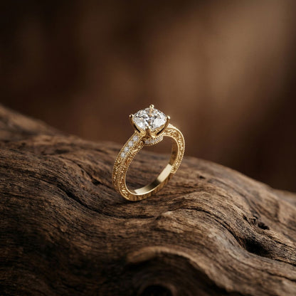 1.97Ct Moissanite Cushion Cut Vintage Ring