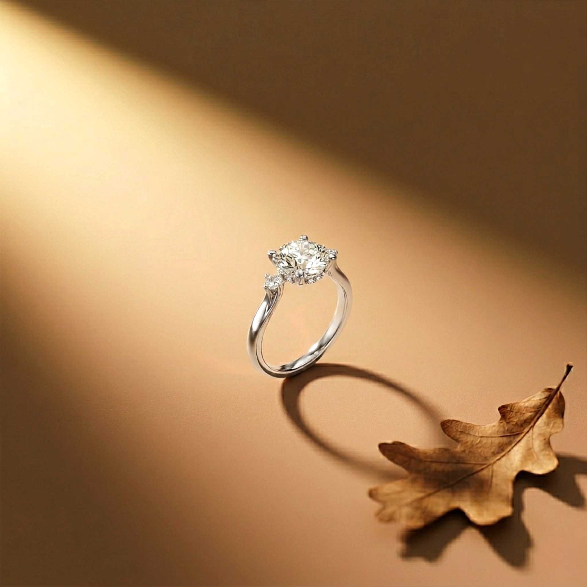 2.15Ct Moissanite Round Solitaire Three-Stone Ring