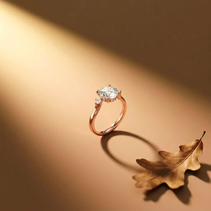 2.15Ct Moissanite Round Solitaire Three-Stone Ring