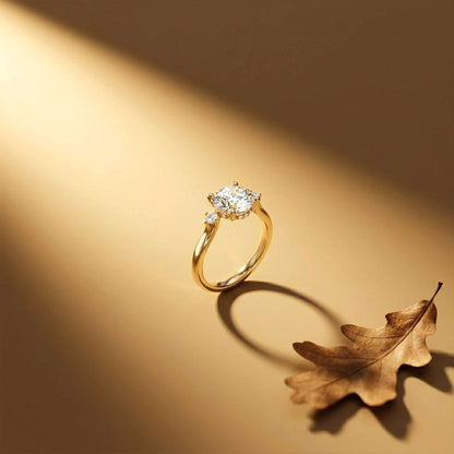 2.15Ct Moissanite Round Solitaire Three-Stone Ring