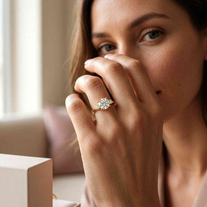 2.15Ct Moissanite Round Solitaire Three-Stone Ring