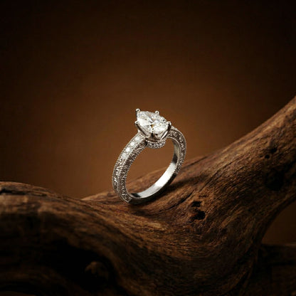 1.38Ct Moissanite Pear Cut Vintage Ring