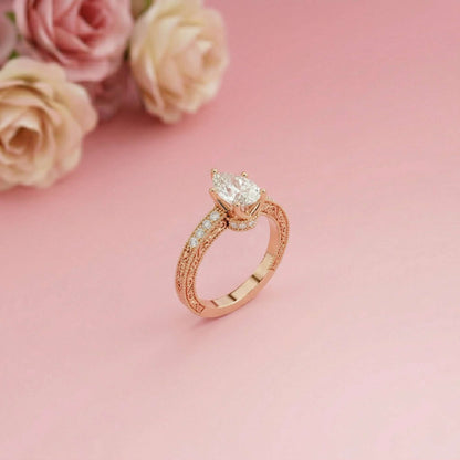 1.38Ct Moissanite Pear Cut Vintage Ring