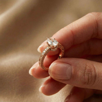 1.38Ct Moissanite Pear Cut Vintage Ring