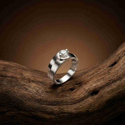0.75Ct Moissanite Modern Bezel-Set Ring For Men's