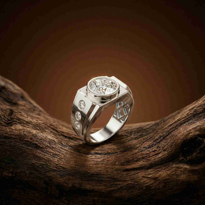 3.66Ct Moissanite Bold Bezel Ring For Men's