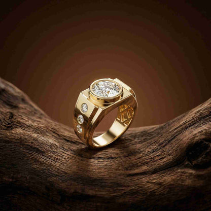 3.66Ct Moissanite Bold Bezel Ring For Men's