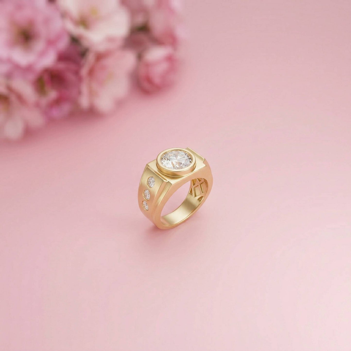 3.66Ct Moissanite Bold Bezel Ring For Men's