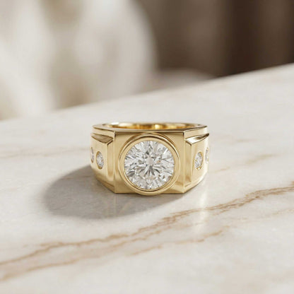 3.66Ct Moissanite Bold Bezel Ring For Men's