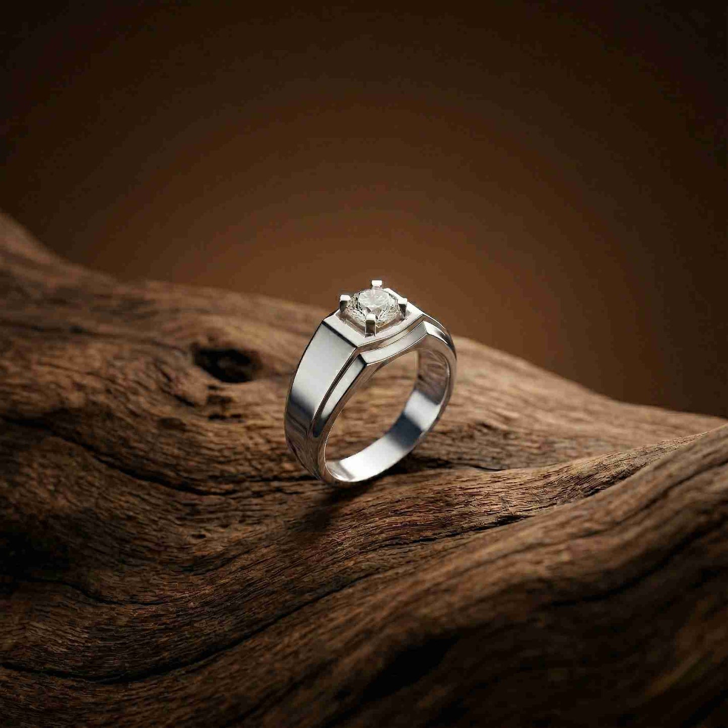 0.75Ct Moissanite Bold Bezel Set Solitaire Ring For Men's