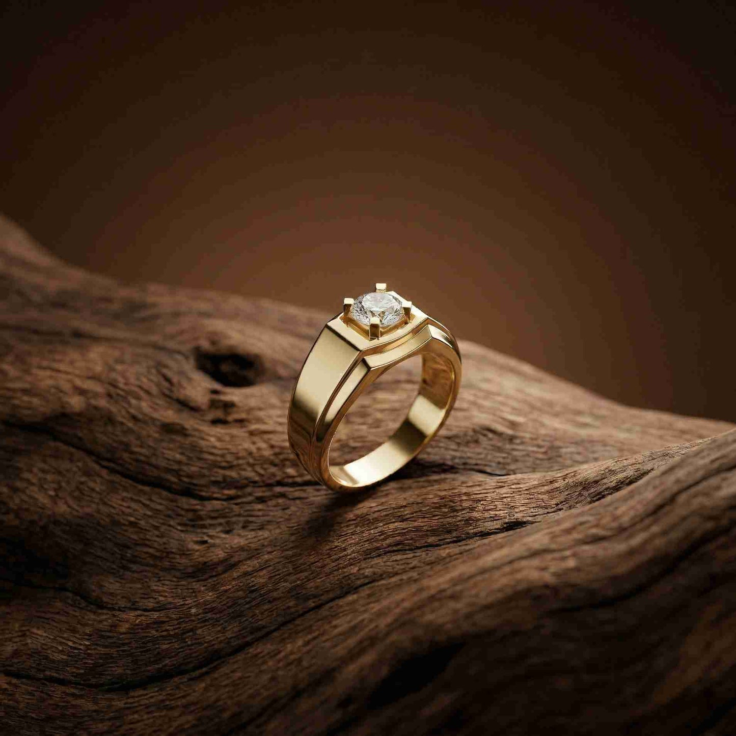 0.75Ct Moissanite Bold Bezel Set Solitaire Ring For Men's