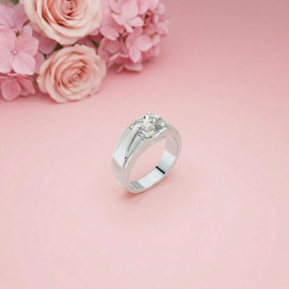0.75Ct Moissanite Angular Groove Ring For Men's