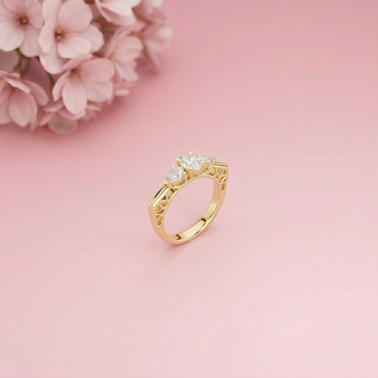 1Ct Moissanite Oval Cut Three-Stone Vintage Ring