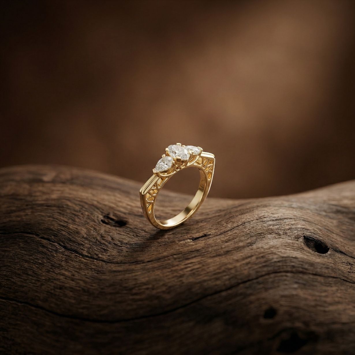1Ct Moissanite Oval Cut Three-Stone Vintage Ring