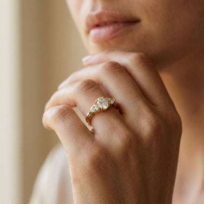 1Ct Moissanite Oval Cut Three-Stone Vintage Ring