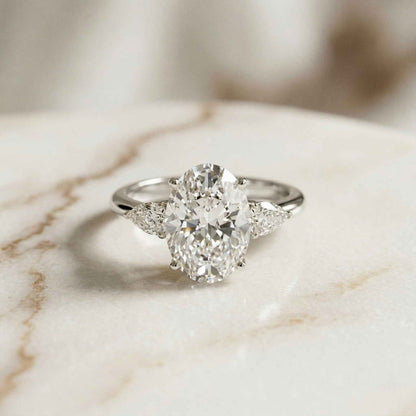 3.1Ct Moissanite Oval Cut Three-Stone Elegance Ring