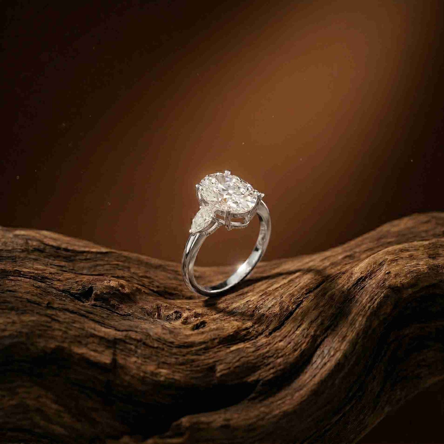 3.1Ct Moissanite Oval Cut Three-Stone Elegance Ring