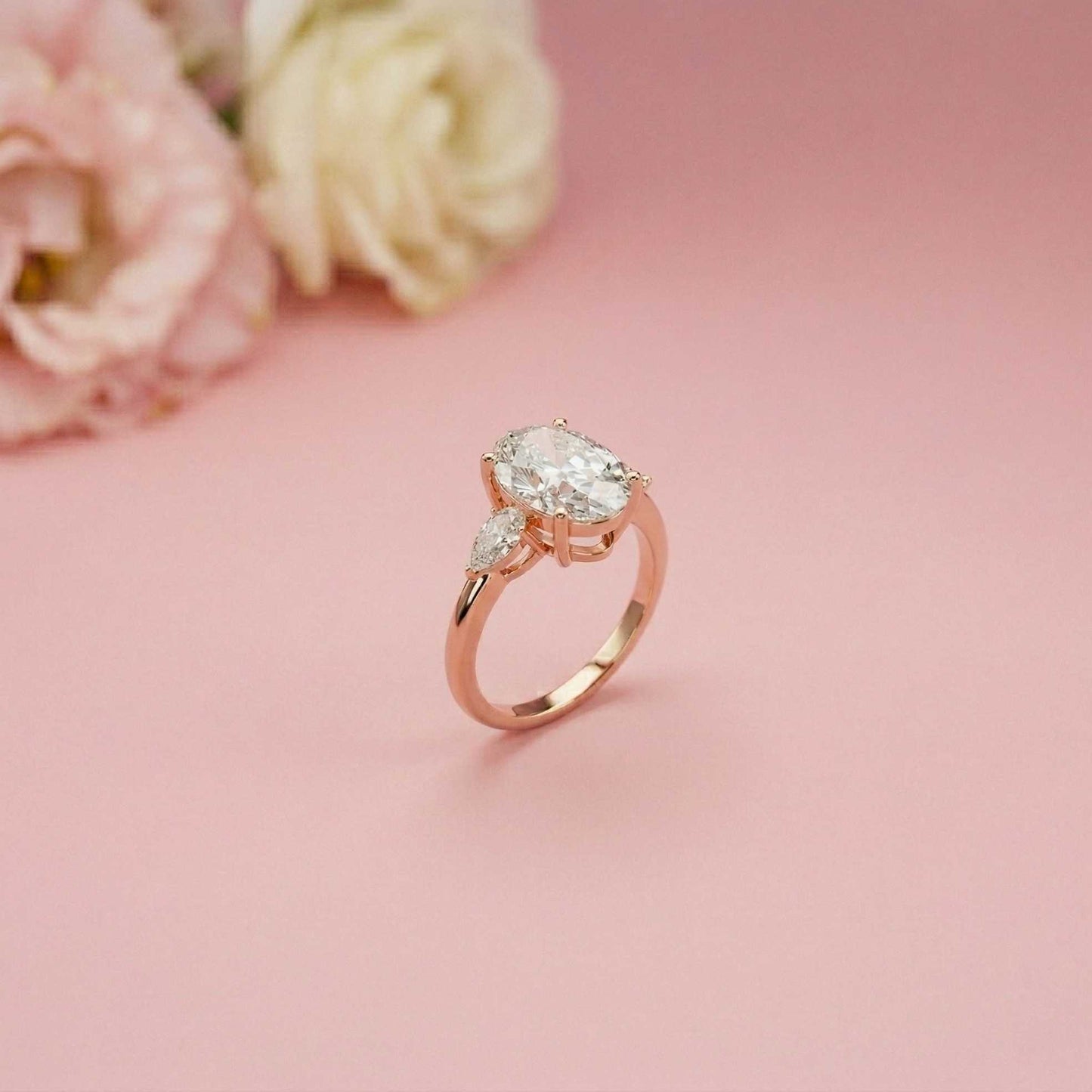 3.1Ct Moissanite Oval Cut Three-Stone Elegance Ring