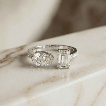 2.1Ct Moissanite Marquise & Emerald Cut Ring