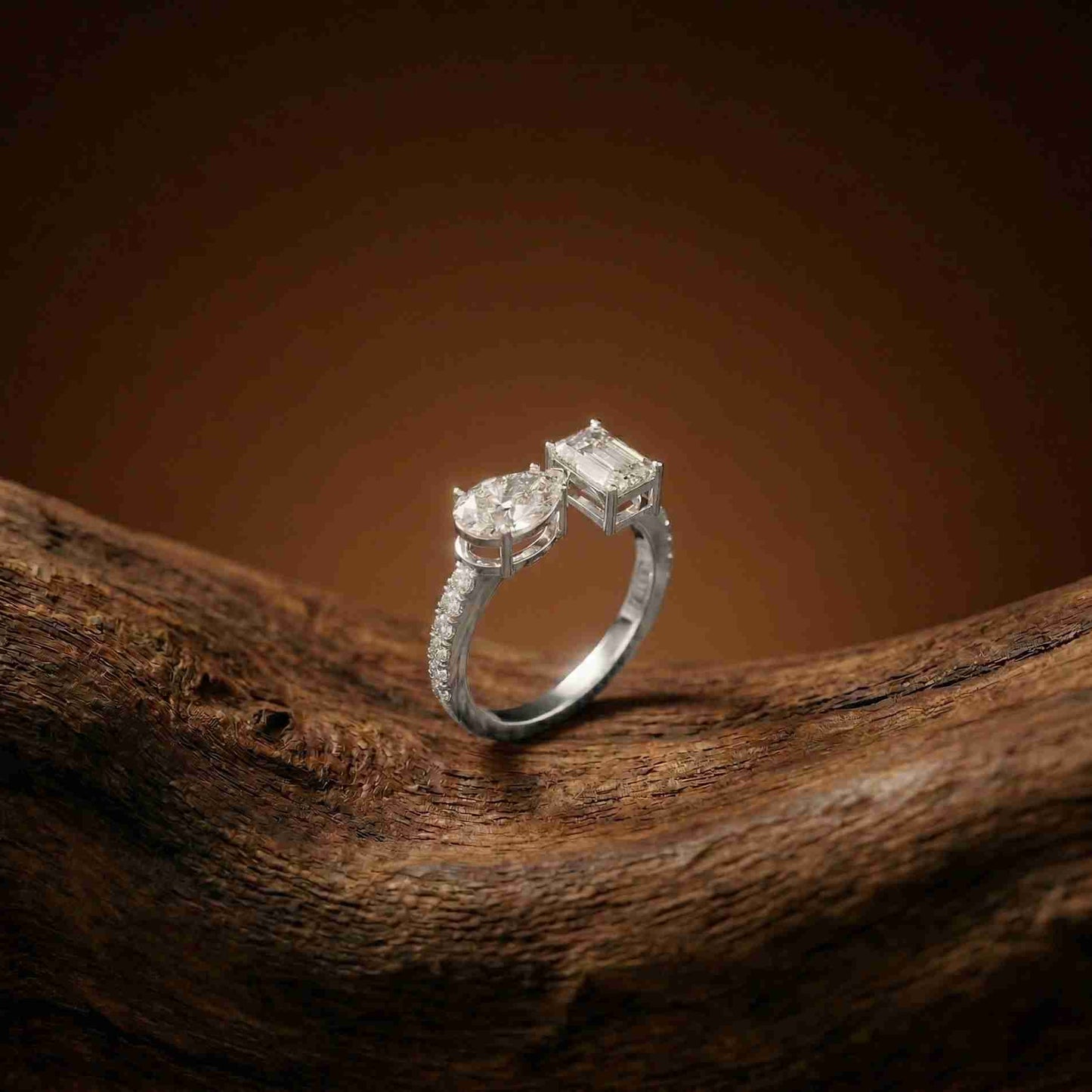 2.1Ct Moissanite Marquise & Emerald Cut Ring
