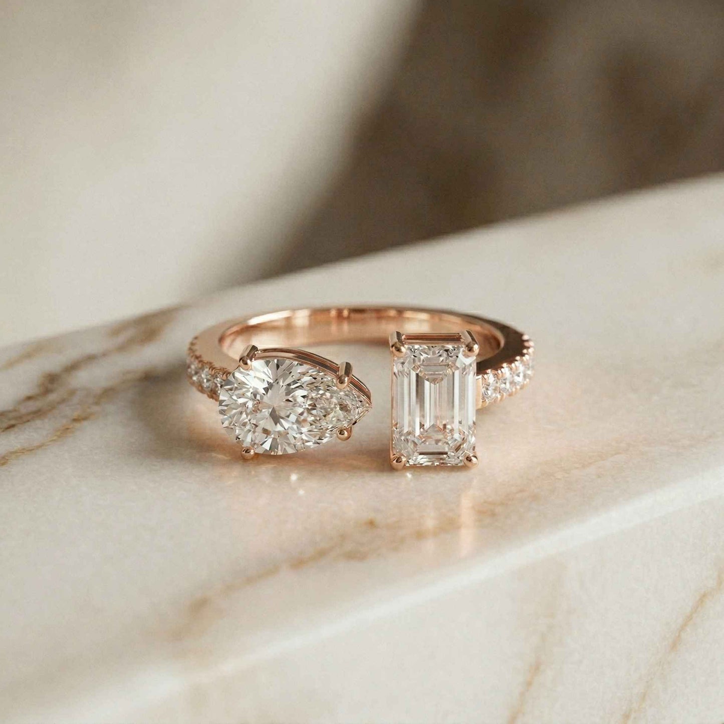 2.1Ct Moissanite Marquise & Emerald Cut Ring