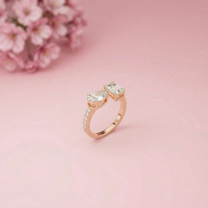 2.1Ct Moissanite Marquise & Emerald Cut Ring