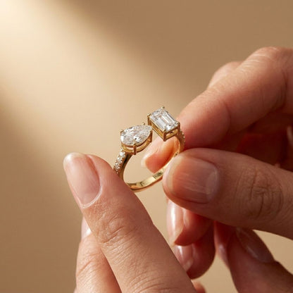 2.1Ct Moissanite Marquise & Emerald Cut Ring