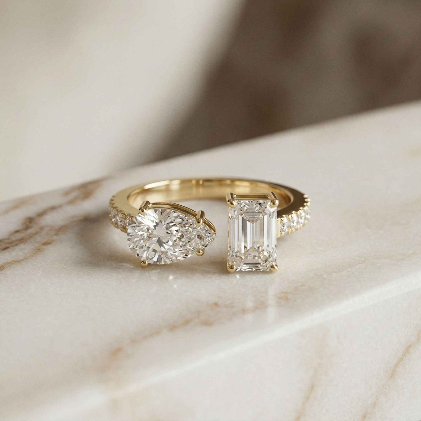 2.1Ct Moissanite Marquise & Emerald Cut Ring