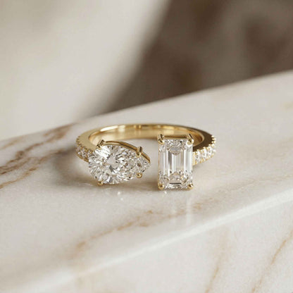 2.1Ct Moissanite Marquise & Emerald Cut Ring