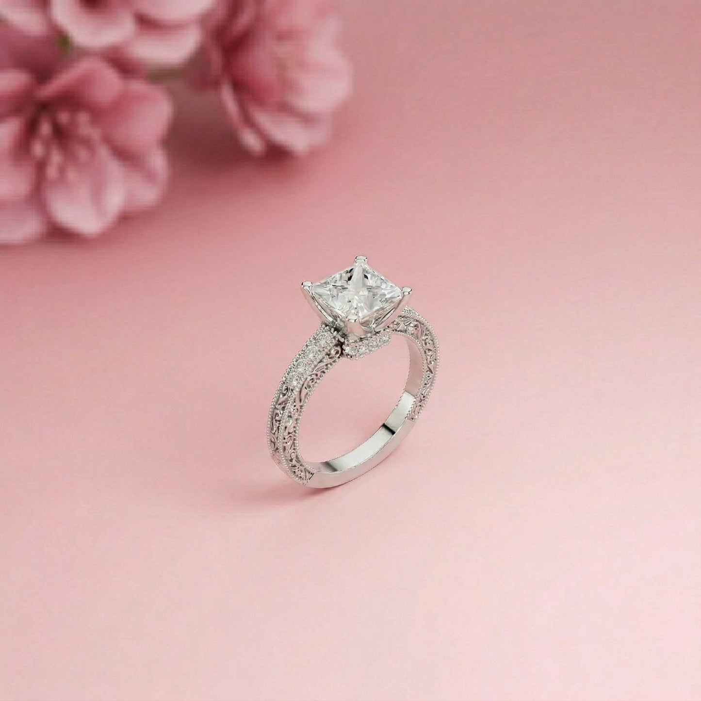 2.32Ct Moissanite Vintage Princess Cut Ring