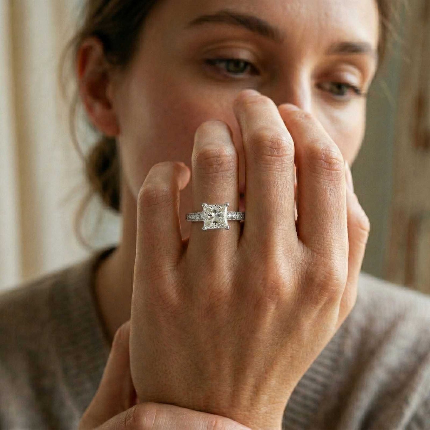2.32Ct Moissanite Vintage Princess Cut Ring