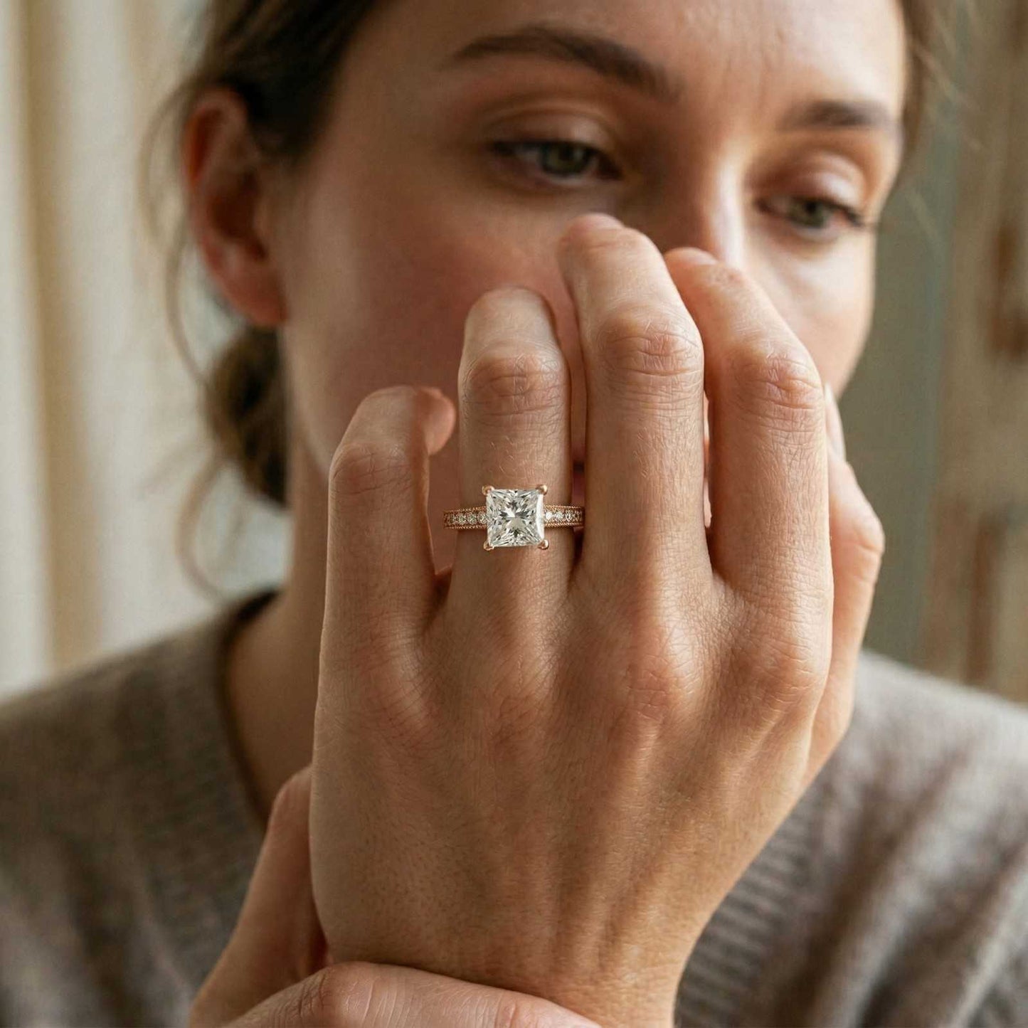 2.32Ct Moissanite Vintage Princess Cut Ring