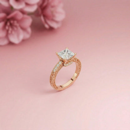 2.32Ct Moissanite Vintage Princess Cut Ring
