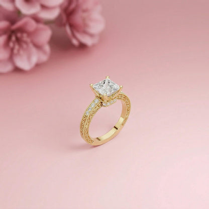 2.32Ct Moissanite Vintage Princess Cut Ring