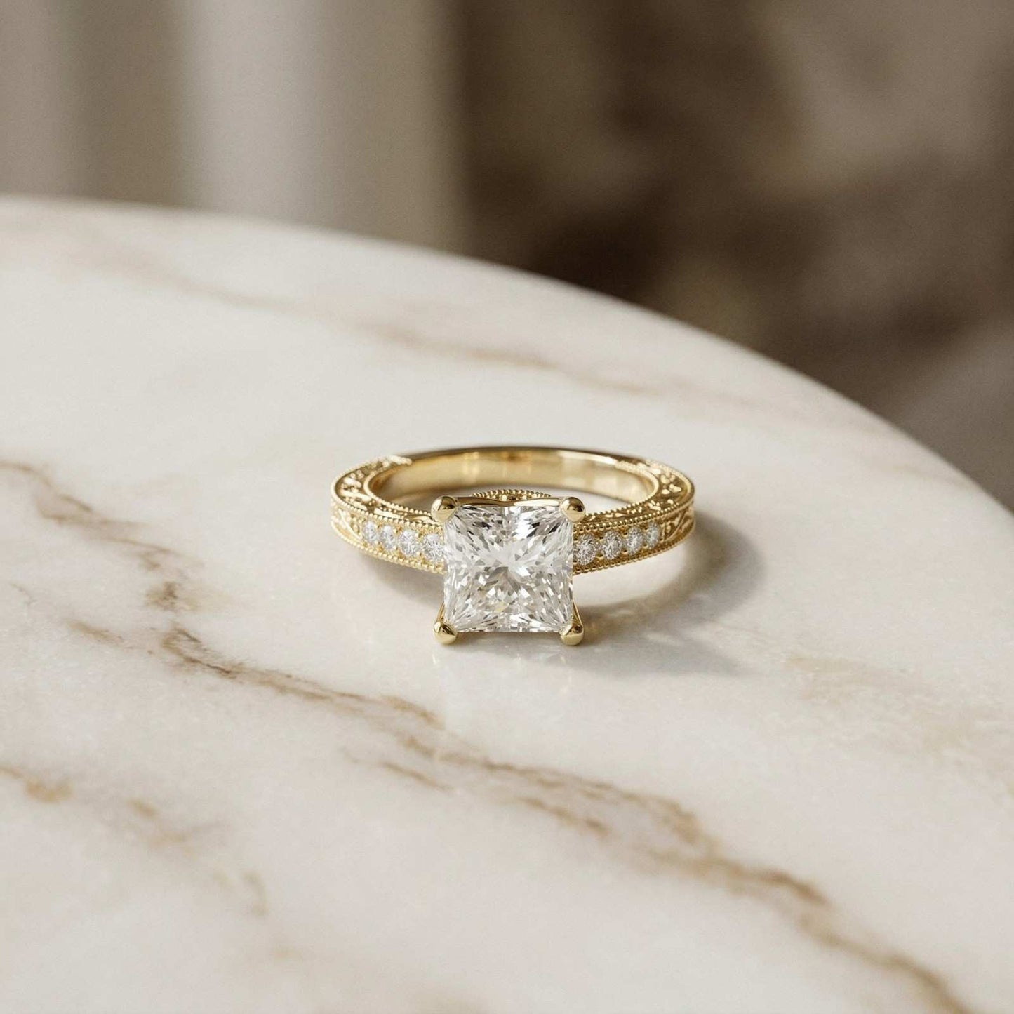 2.32Ct Moissanite Vintage Princess Cut Ring