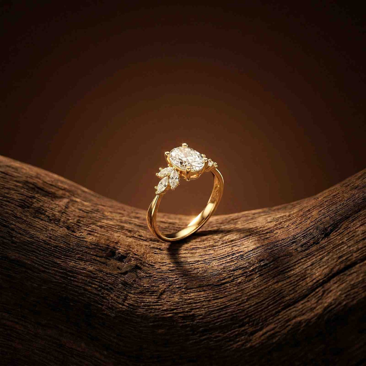 1.30Ct Moissanite Floral Oval Cut Ring