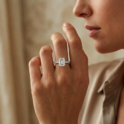 1.30Ct Moissanite Radiant Cut Gold Solitaire Ring