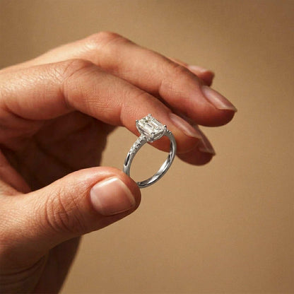 1.30Ct Moissanite Radiant Cut Gold Solitaire Ring