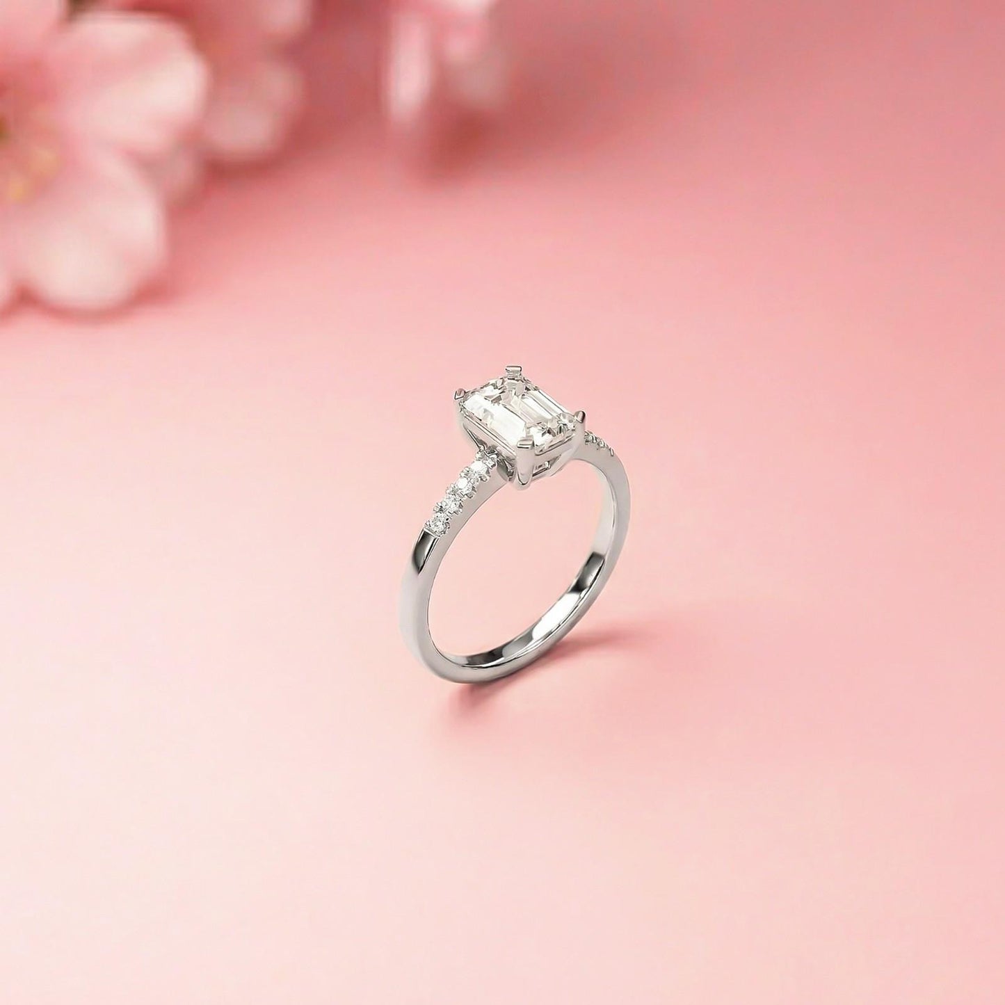 1.30Ct Moissanite Radiant Cut Gold Solitaire Ring