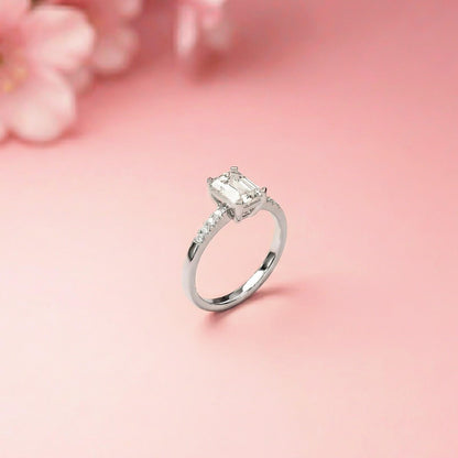 1.30Ct Moissanite Radiant Cut Gold Solitaire Ring