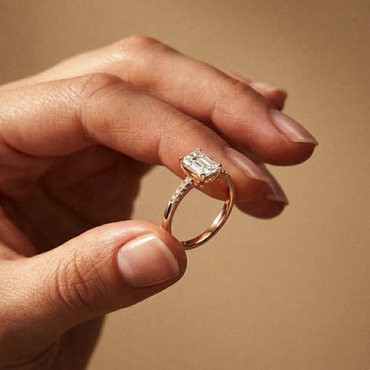 1.30Ct Moissanite Radiant Cut Gold Solitaire Ring